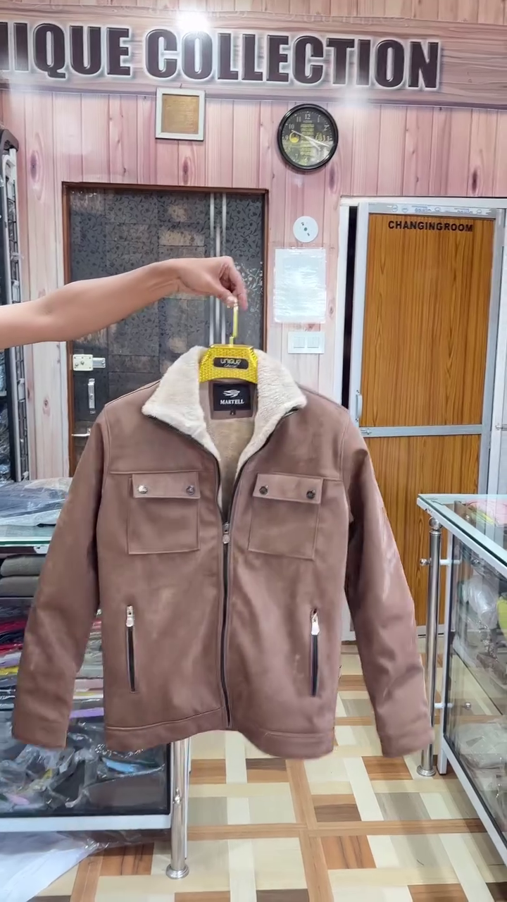 Winter Warm Fleece Collar Biker Jacket for Men
