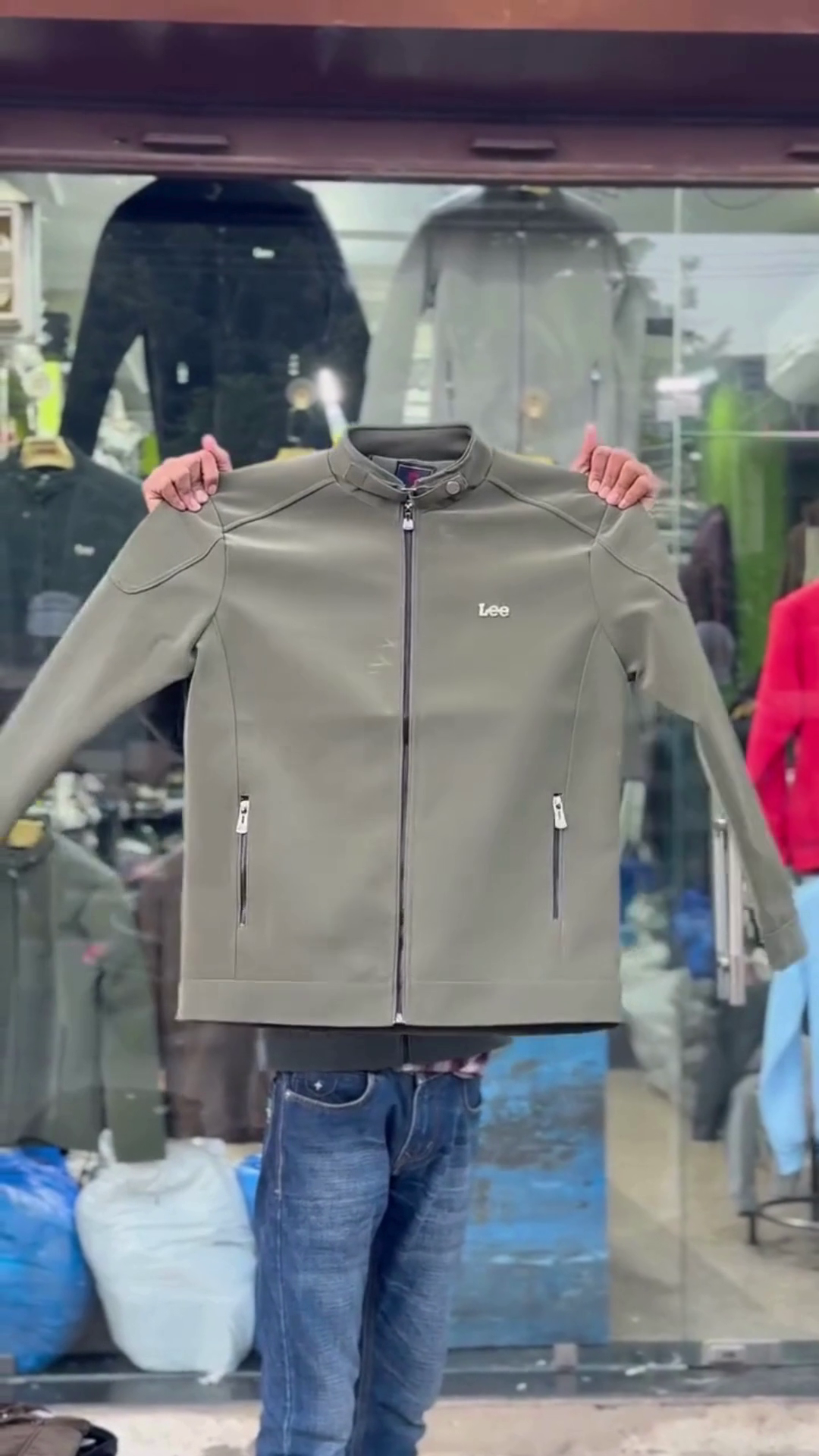 Men’s Casual Stand-Collar Zip Jacket In Beige
