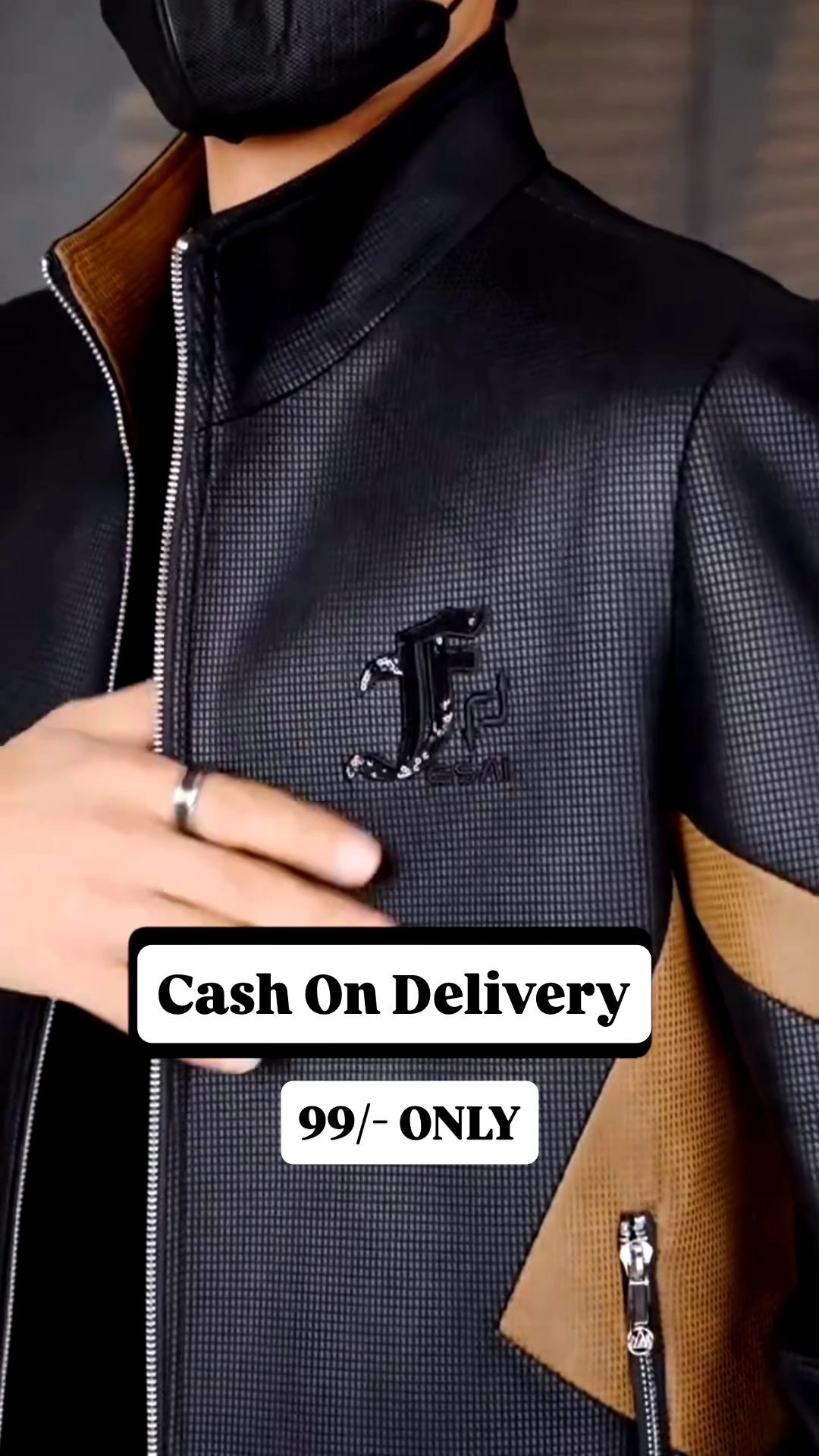 Premium Black & Tan Designer Winter Jacket for Men