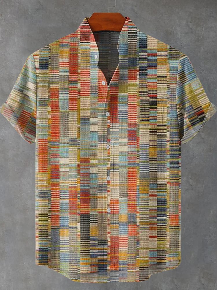 Abstract Geometric Pattern Art Vintage Print Casual Shirt