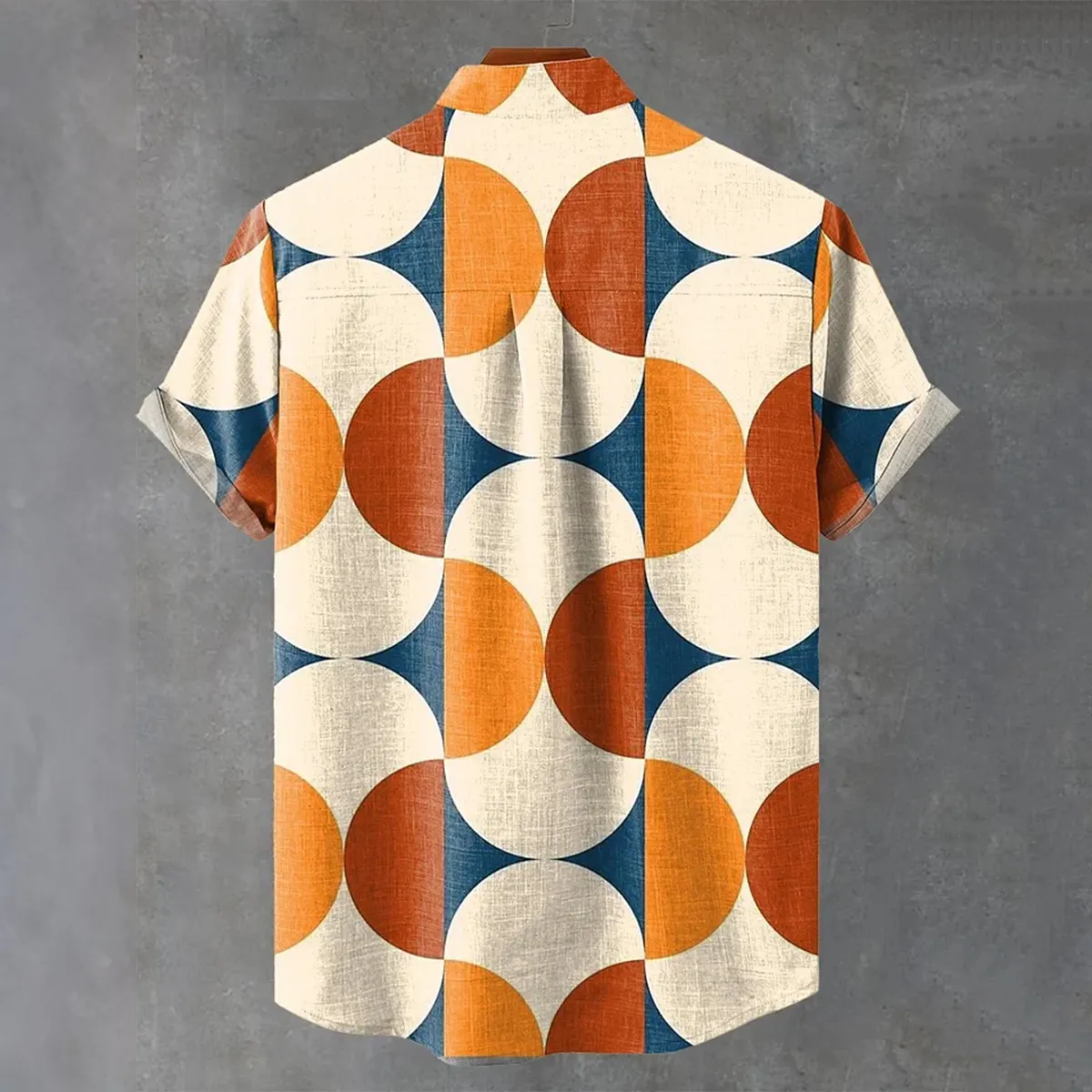 Abstract Geometricretro Minimalist Color-block Symmetrical Geometry Art Painting  Art Print Men's Short Sleeve Button Up Shirt