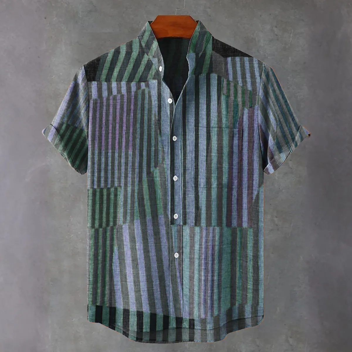 Abstract Stripe Art Vintage Print Casual Shirt