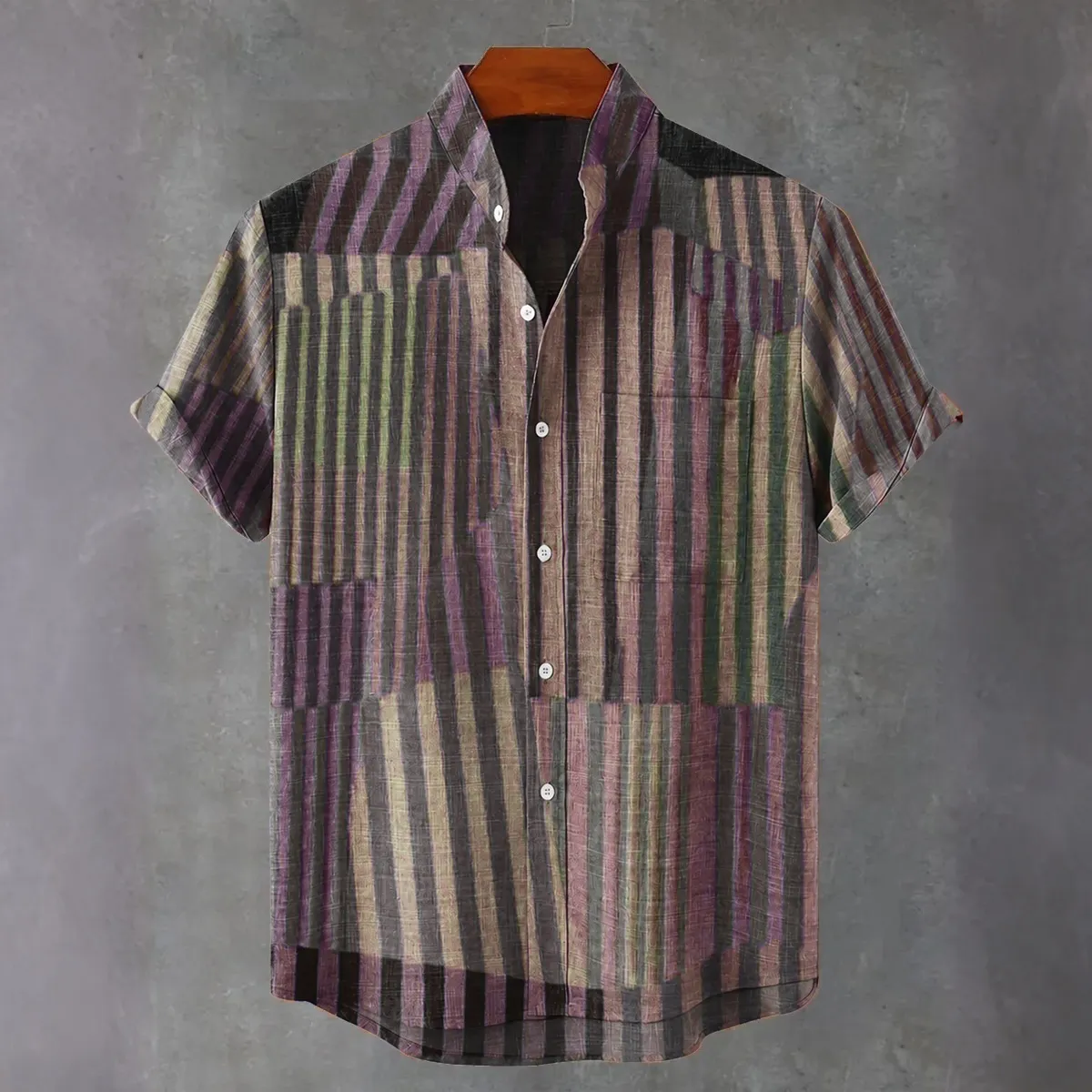 Abstract Stripe Art Vintage Print Casual Shirt