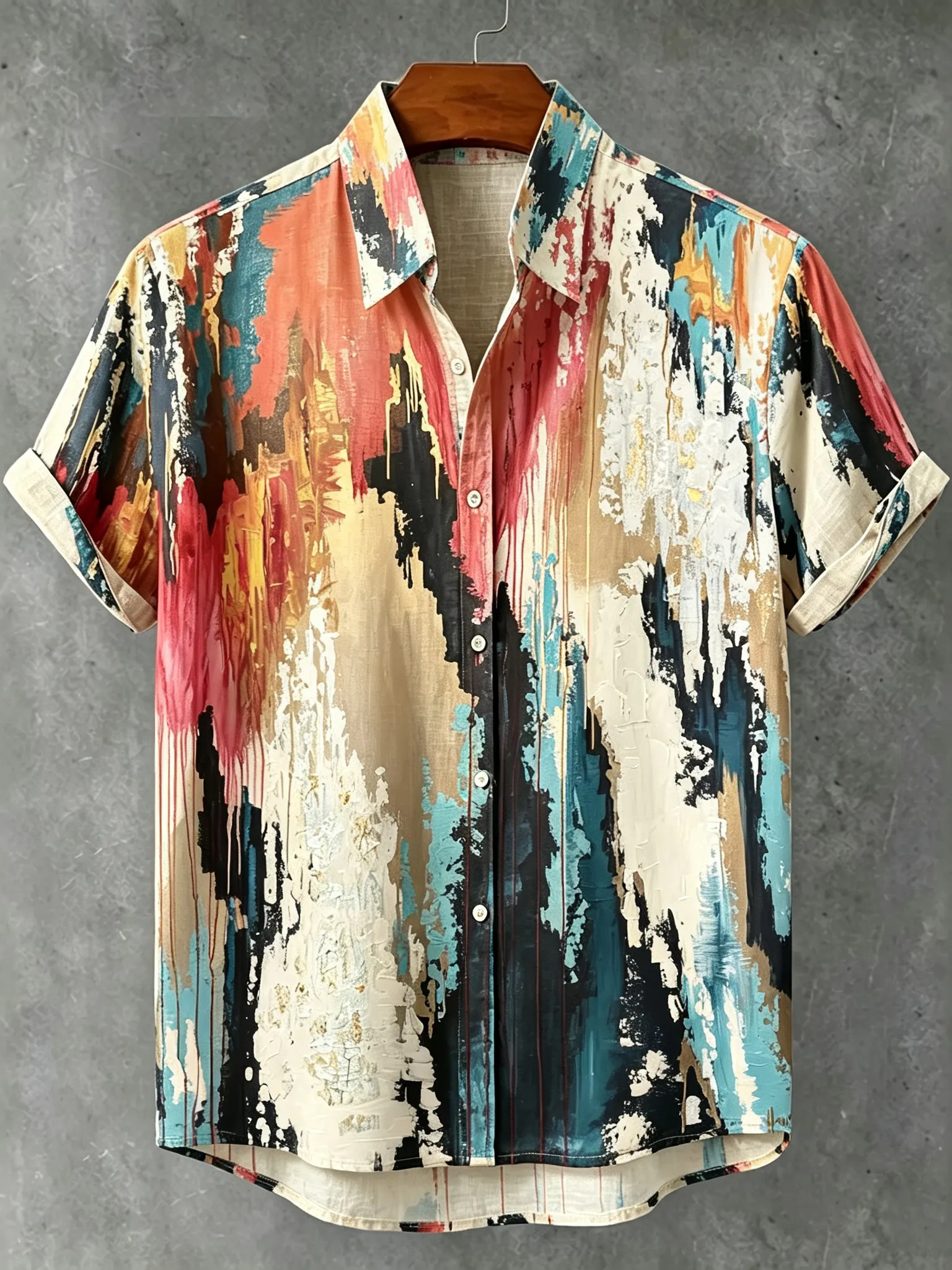 Abstractartist Brushstroke Color Block Art Print Men's Short Sleeve Shirt
