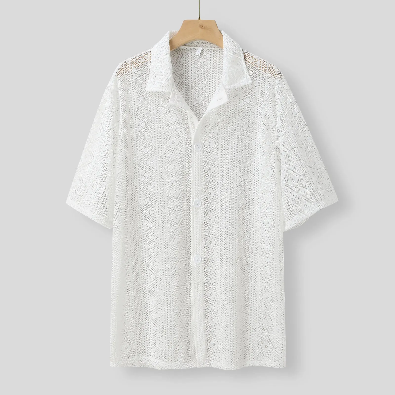 Gentleman's Vintage Geometric Lace Vacation Shirt