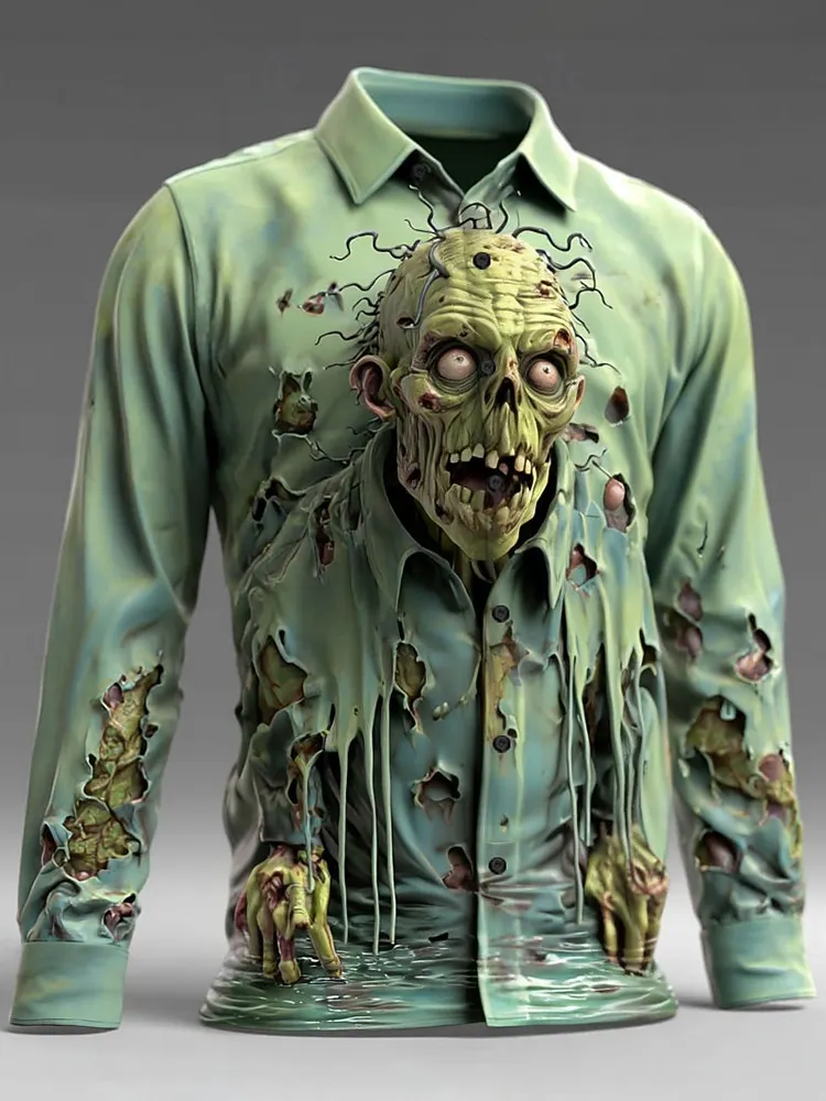 Halloween Men's Optical Illusion Zombie Horror Shirt
