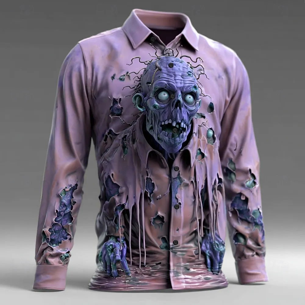 Halloween Men's Optical Illusion Zombie Horror Shirt