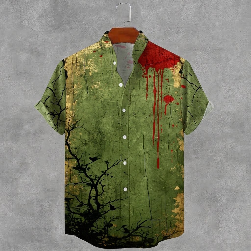 Halloween Tree Branch And Bloodstain Pattern Short-sleeve Shirt