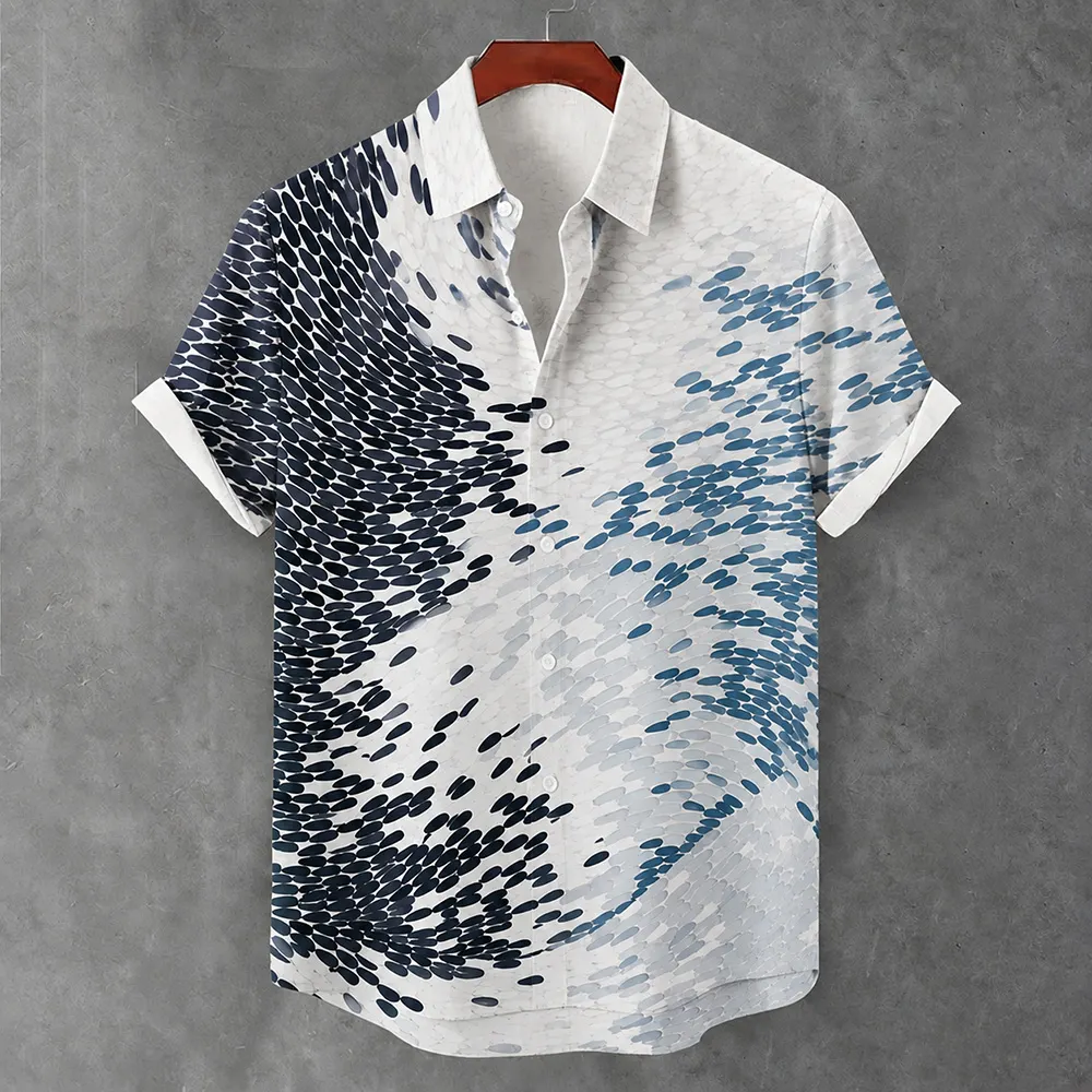 Japanese Art Disappearing Fish And Ocean Print Art Short-sleeved Shirt