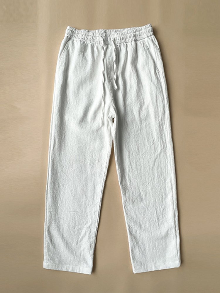 Men's Vintage Elastic Waist Drawstring Casual Linen Pants