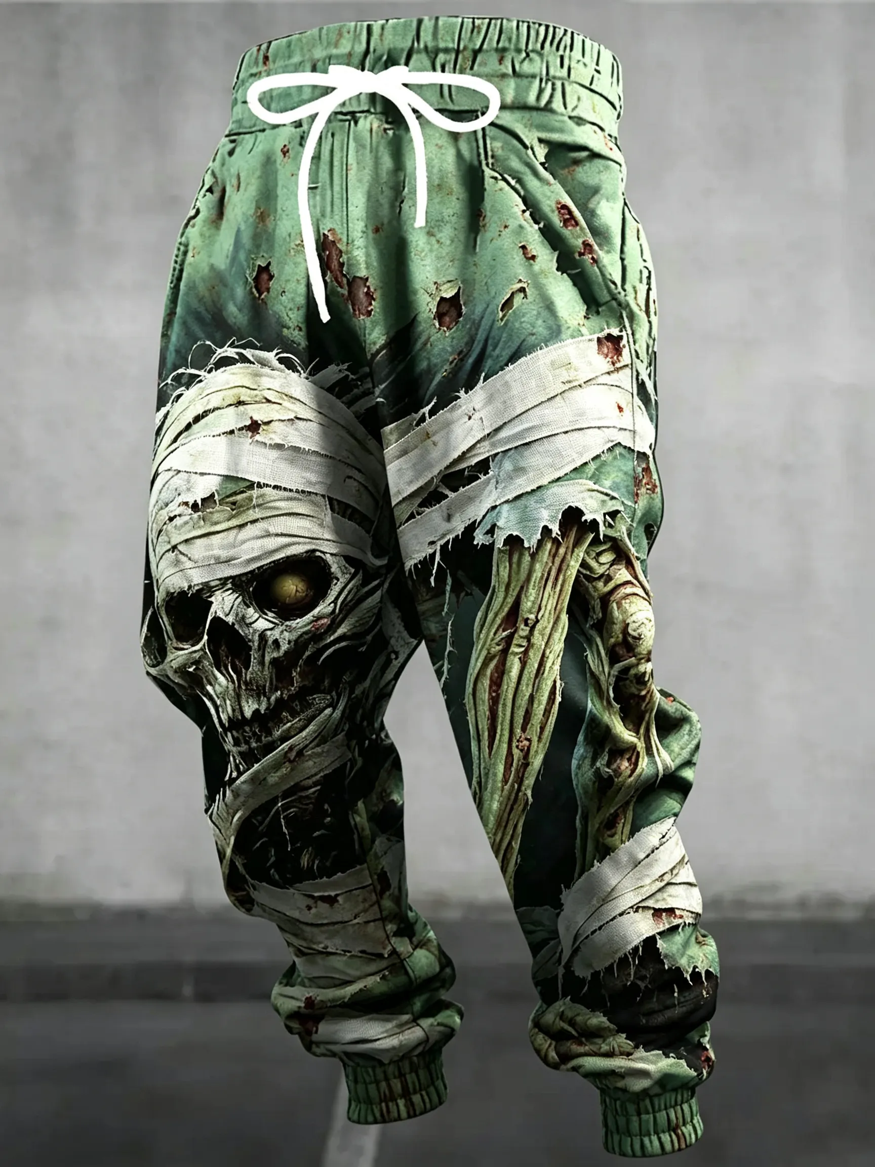 Men's Dark Halloween Skull Mummy Strappy Printed Pants