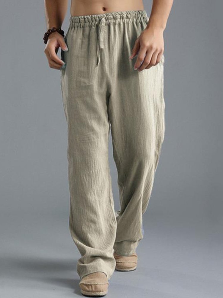 Men'S Vintage Drawstring Casual Linen Pants