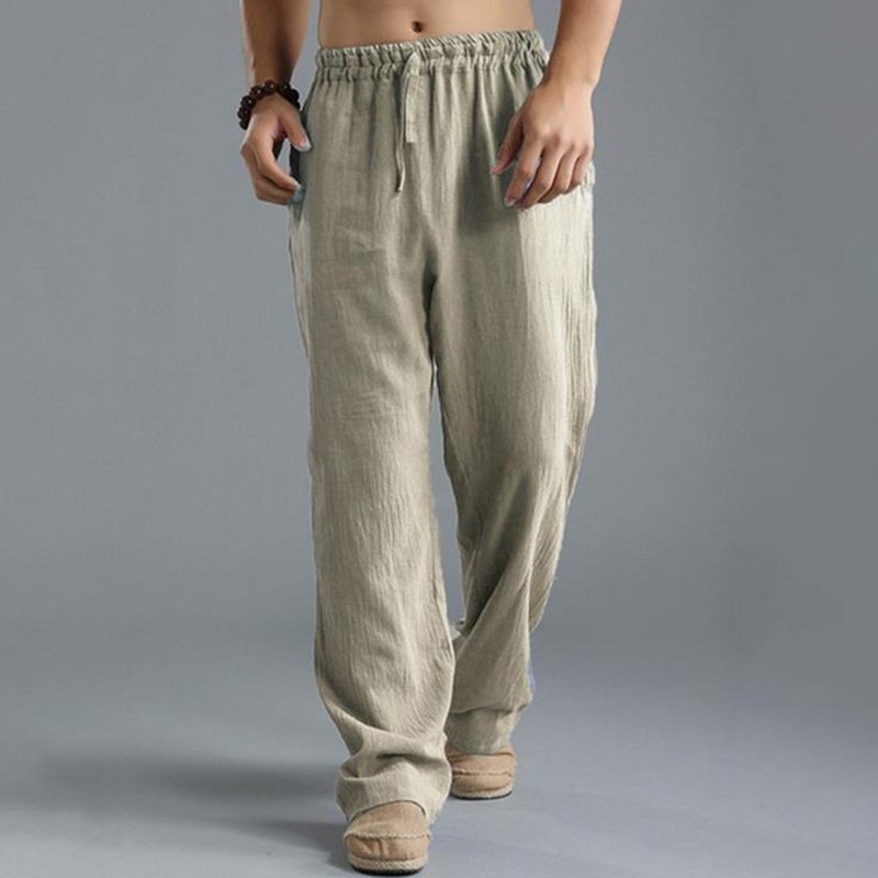 Men'S Vintage Drawstring Casual Linen Pants