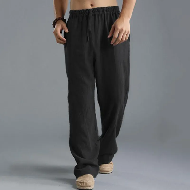 Men'S Vintage Drawstring Casual Linen Pants