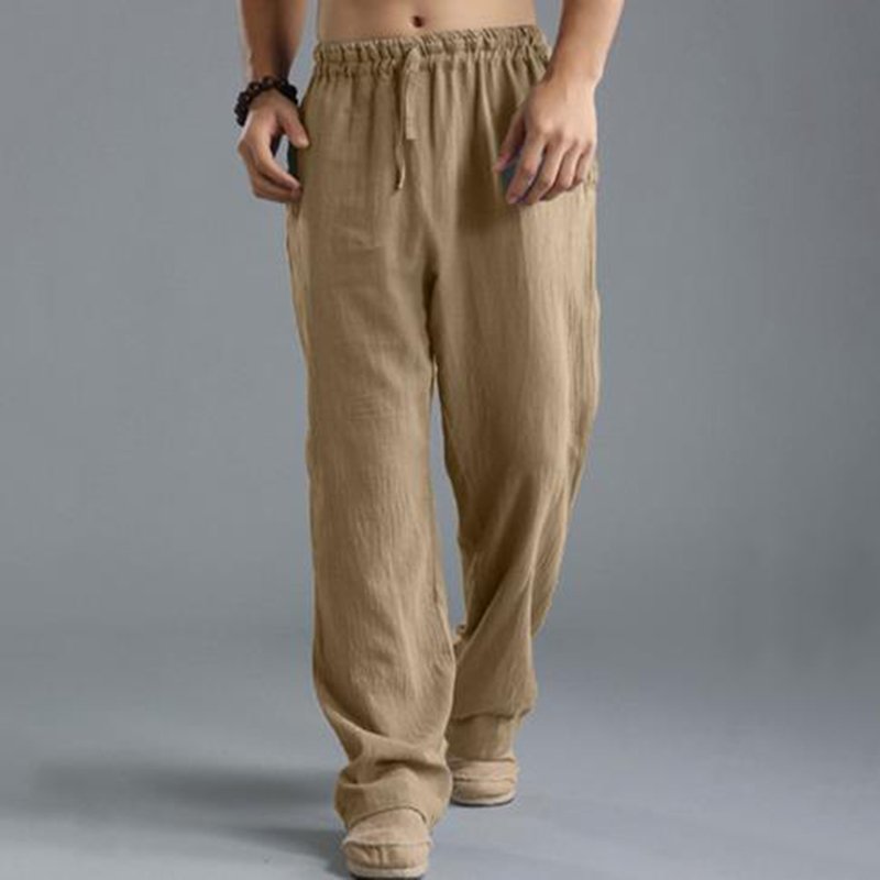 Men'S Vintage Drawstring Casual Linen Pants