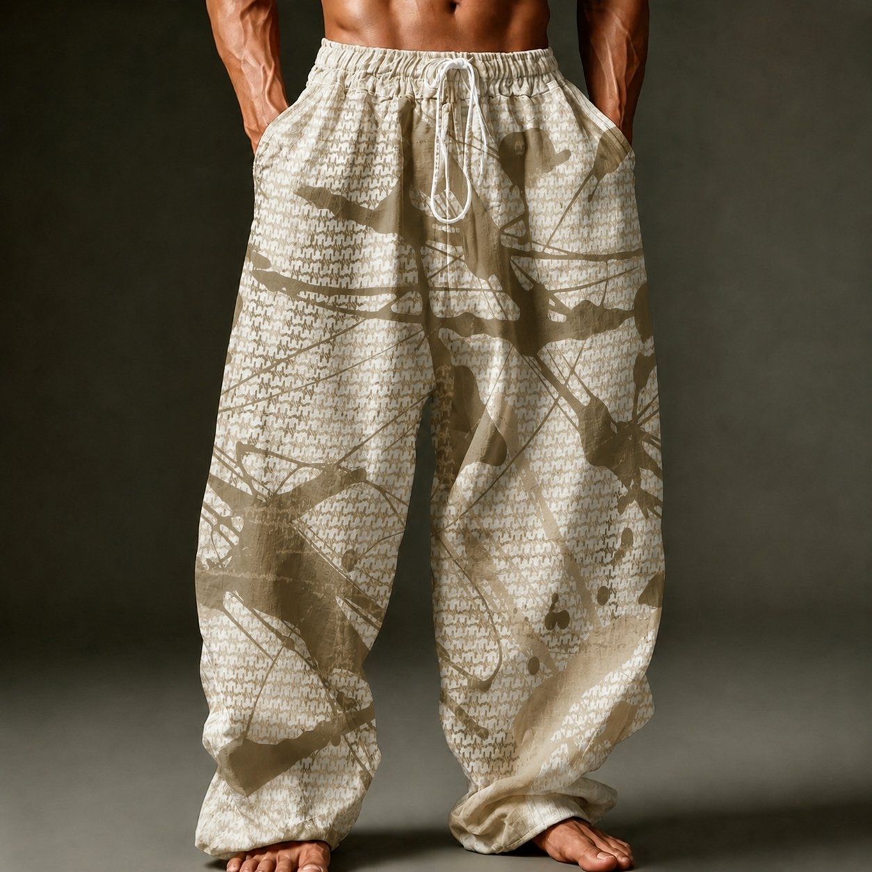 Men's Abstract Geometric Art Print Casual Straight Leg Pants