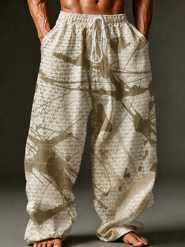 Men's Abstract Geometric Art Print Casual Straight Leg Pants