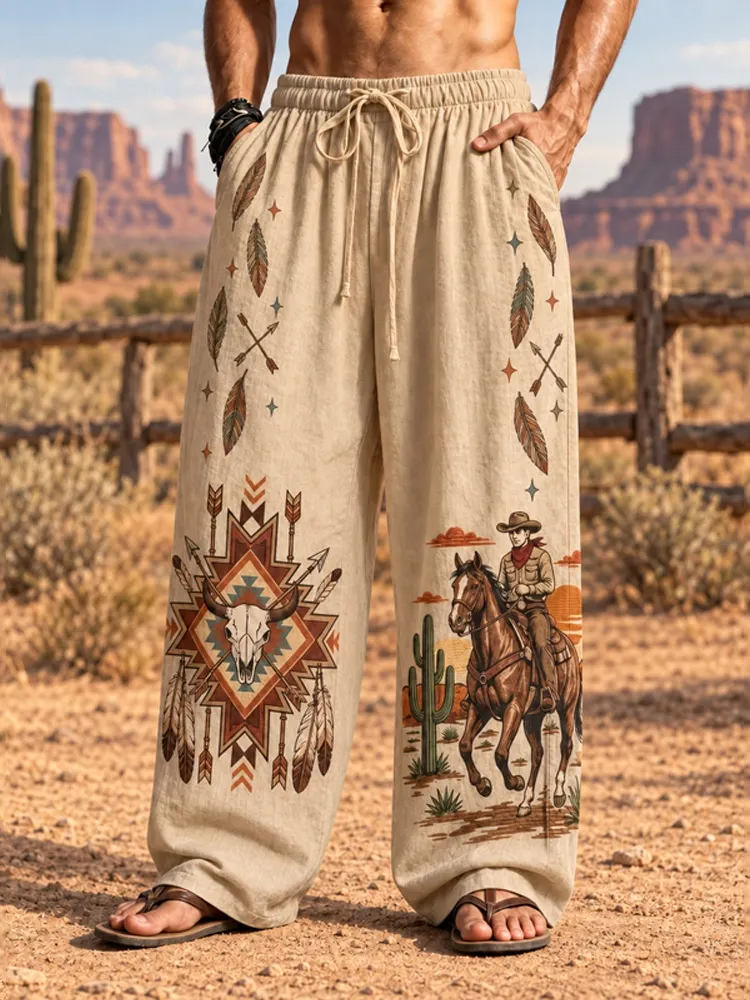Men's Western Hippie Road Riding Loose Pants