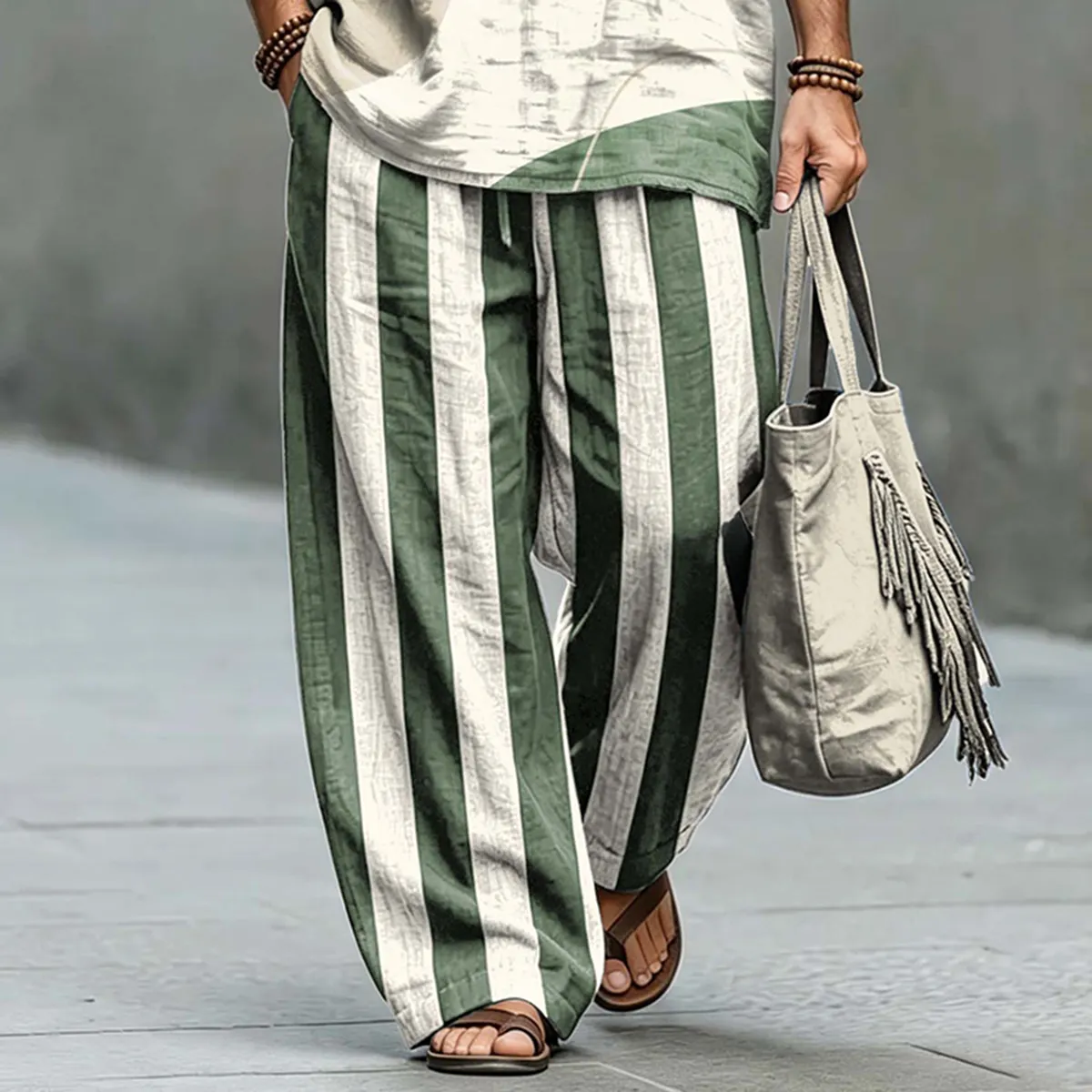 Men's Vintage Japanese Art Shirt And Pants Two Piece Set