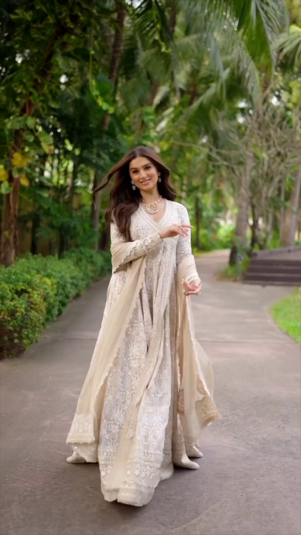 Embroidered Net Semi Stitched Anarkali Gown
