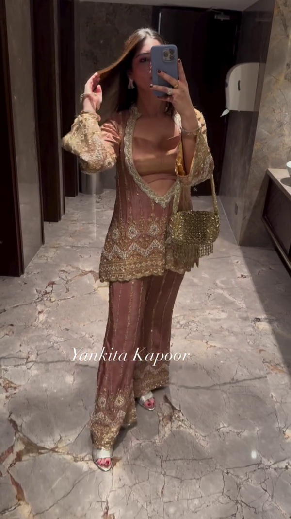 Designer Party Wear Look Top-Plazzo and Dupatta With Heavy Embroidery Work