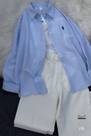 Classic Ralph Lauren Pinstripe Shirt with Contemporary Tank Styling