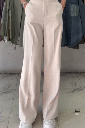 Elegant High-Waist Viscose Rayon Wide-Leg Korean Pants for Women