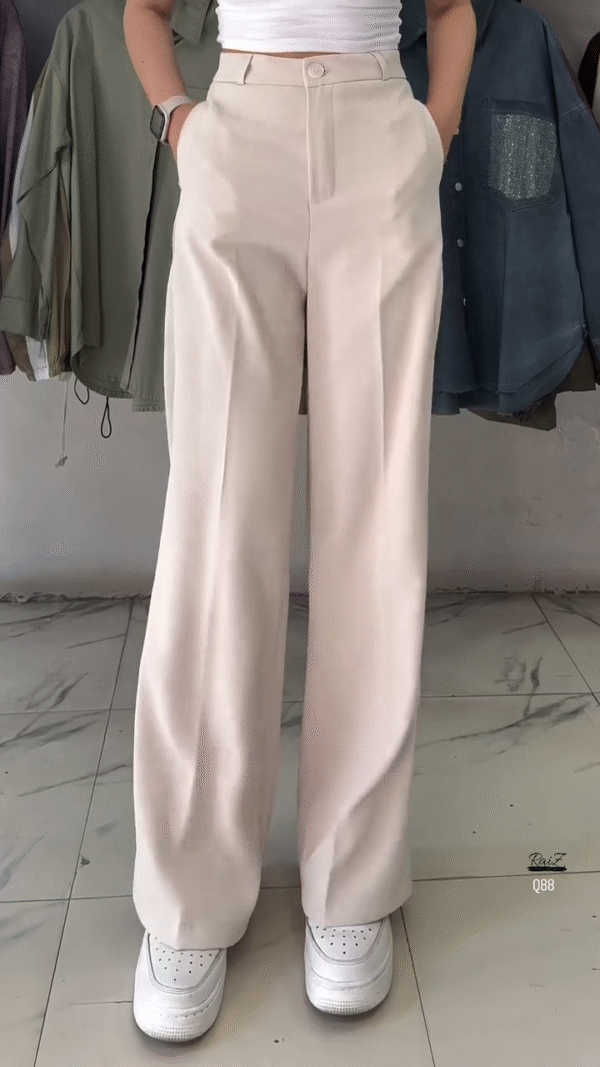 Elegant High-Waist Viscose Rayon Wide-Leg Korean Pants for Women