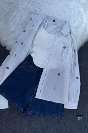 Women Slim Fit Embroidered Casual Shirt – Elegance in Every Thread