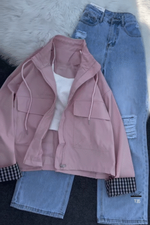 Color Round Neck Workwear Casual Short Length Hooded Sports Jacket Light Jacket for Women Casual