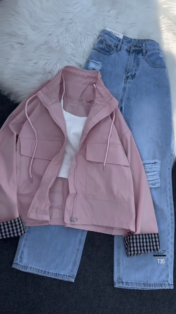 Color Round Neck Workwear Casual Short Length Hooded Sports Jacket Light Jacket for Women Casual