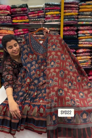 Regal Grace Anarkali Kurti Set with Pant & Dupatta – Royal Vibes, Everyday Elegance