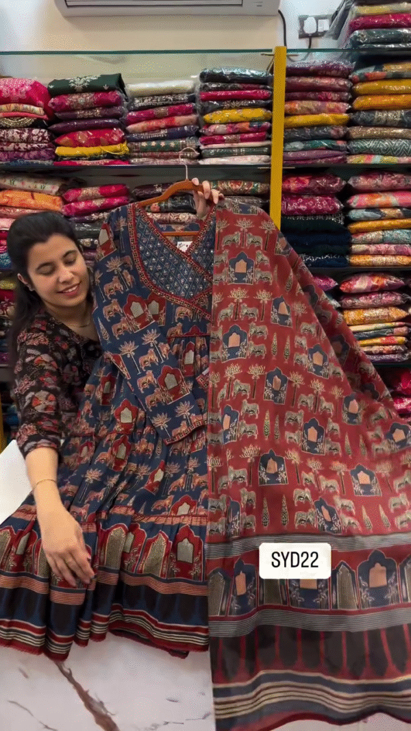 Regal Grace Anarkali Kurti Set with Pant & Dupatta – Royal Vibes, Everyday Elegance