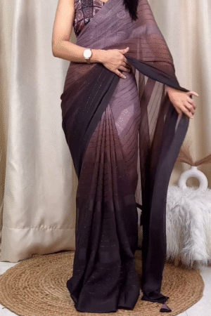 Solid Dyed Bollywood-Style Saree – Georgette & Art Silk Elegance