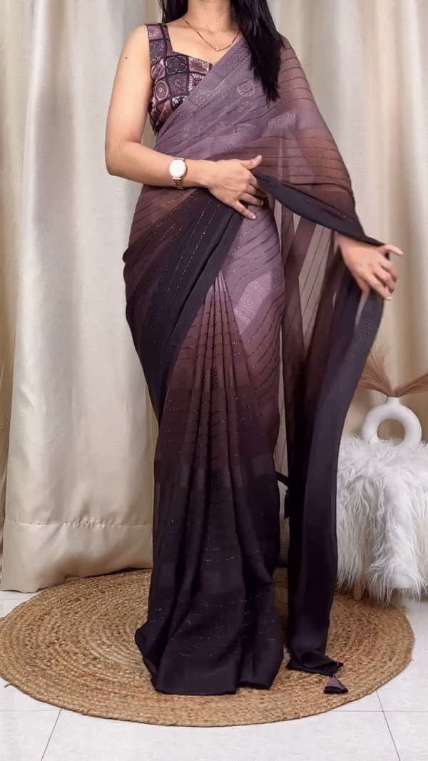 Solid Dyed Bollywood-Style Saree – Georgette & Art Silk Elegance