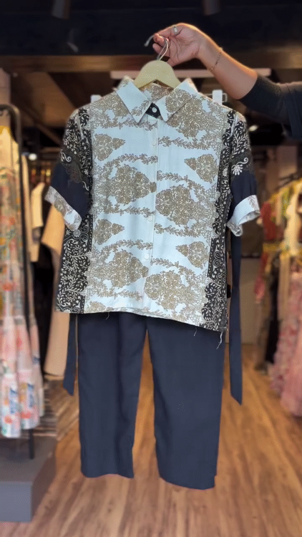 Embroidered Shirt with Rhinestone Detailing – Sparkle Meets Sophistication
