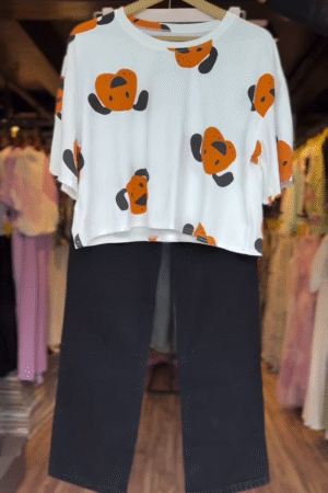 Clovia Cotton Printed Top with Pyjama Set – Sleep In Style, Lounge In Comfort