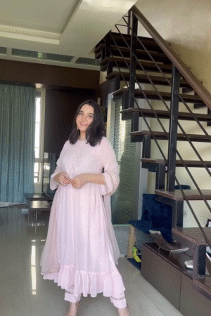 Elegant Anarkali-Style 2-Piece Kurta Set with Side Slit – A Fusion of Flow & Flair