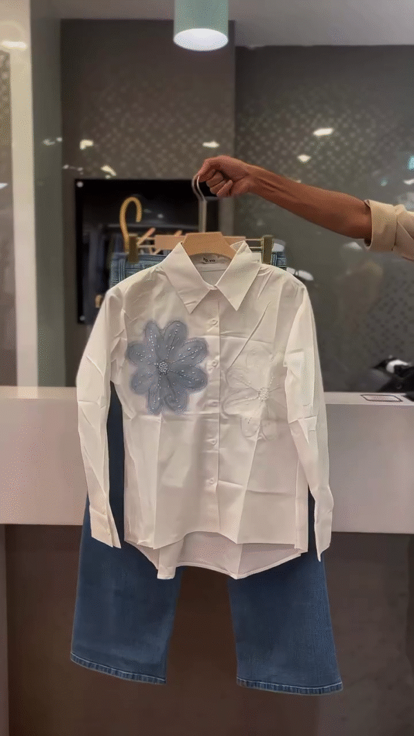 Women’s Floral Embroidered Slim Fit Shirt – A Statement of Soft Strength