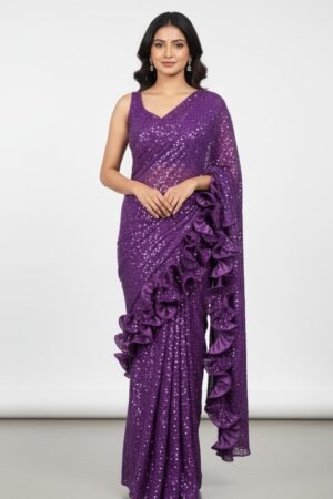 Purple Saree With Baahar-E-Siah Blouse – A Regal Statement of Grace