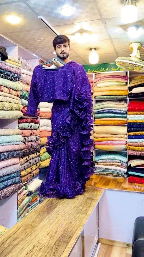 Purple Saree With Baahar-E-Siah Blouse – A Regal Statement of Grace - Image 2