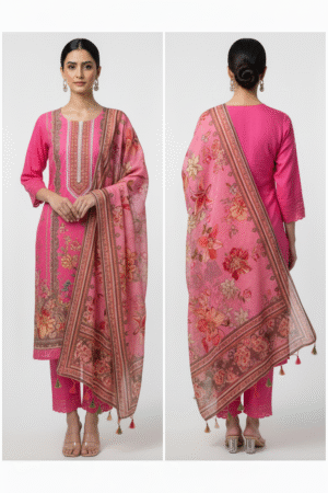 Women’s Kurta with Printed Dupatta and Pants – Traditional Charm Meets Contemporary Comfort