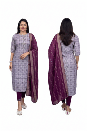 Effortless Elegance: Women’s Cotton Blend Kurta with Pant & Dupatta