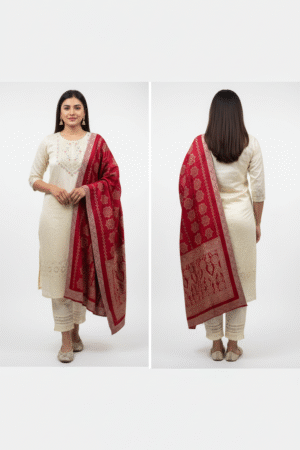 Elegant Charm: Floral Woven Design Dupatta