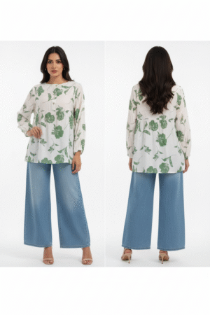 Floral Printed V-Neck Kurti – Elegant & Comfortable Ethnic Wear for Women