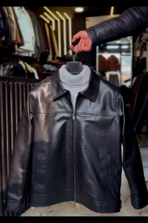 The Icon of Refinement: Men’s Classic Black Lambskin Leather Jacket