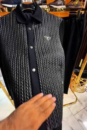 Prada Black Quilted Vest with Enamel Logo Patch