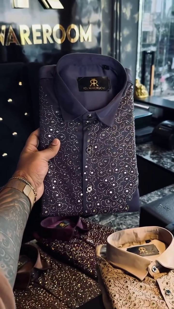 Crystal-Embellished Luxury Dress Shirt - Image 2