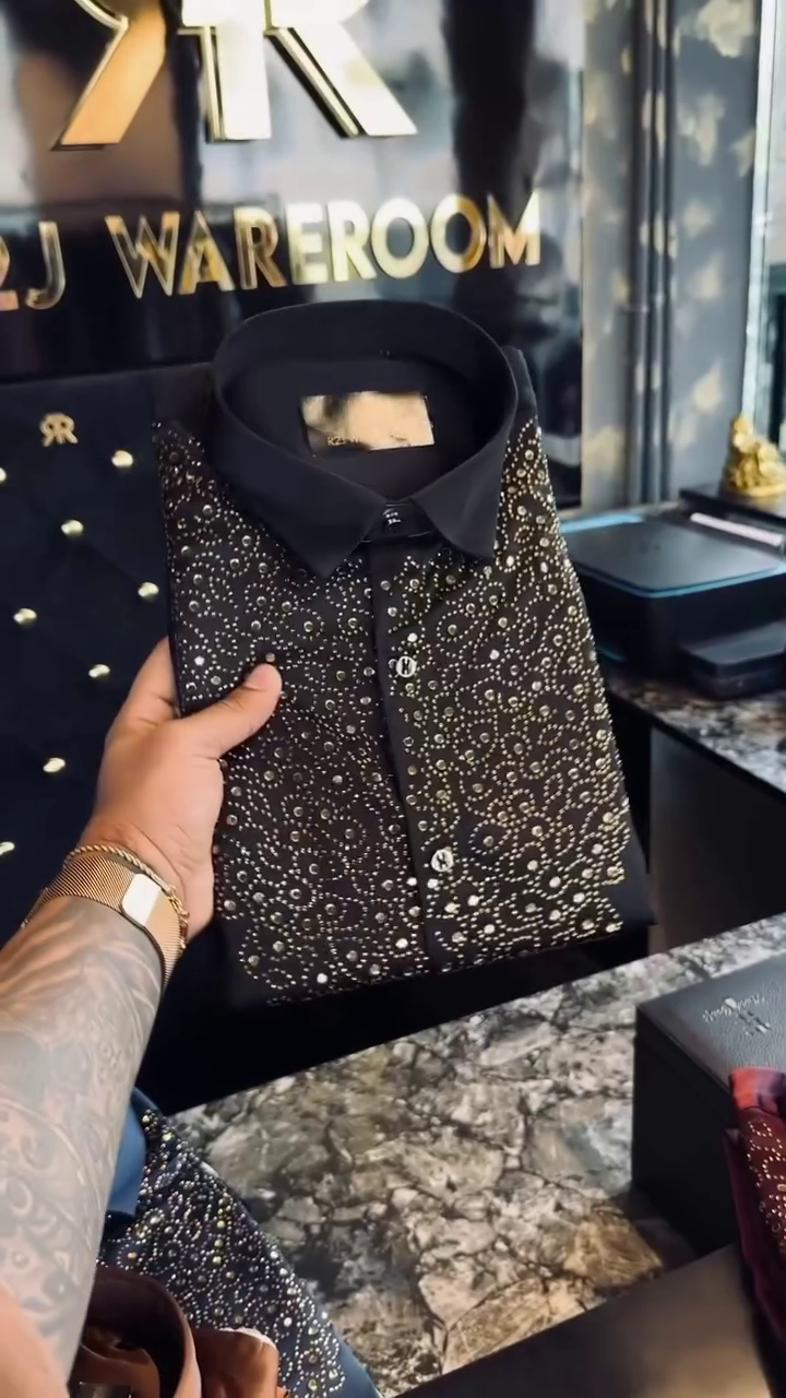 Crystal-Embellished Luxury Dress Shirt - Image 3