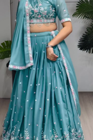 Embroidered Semi Stitched Lehenga Choli